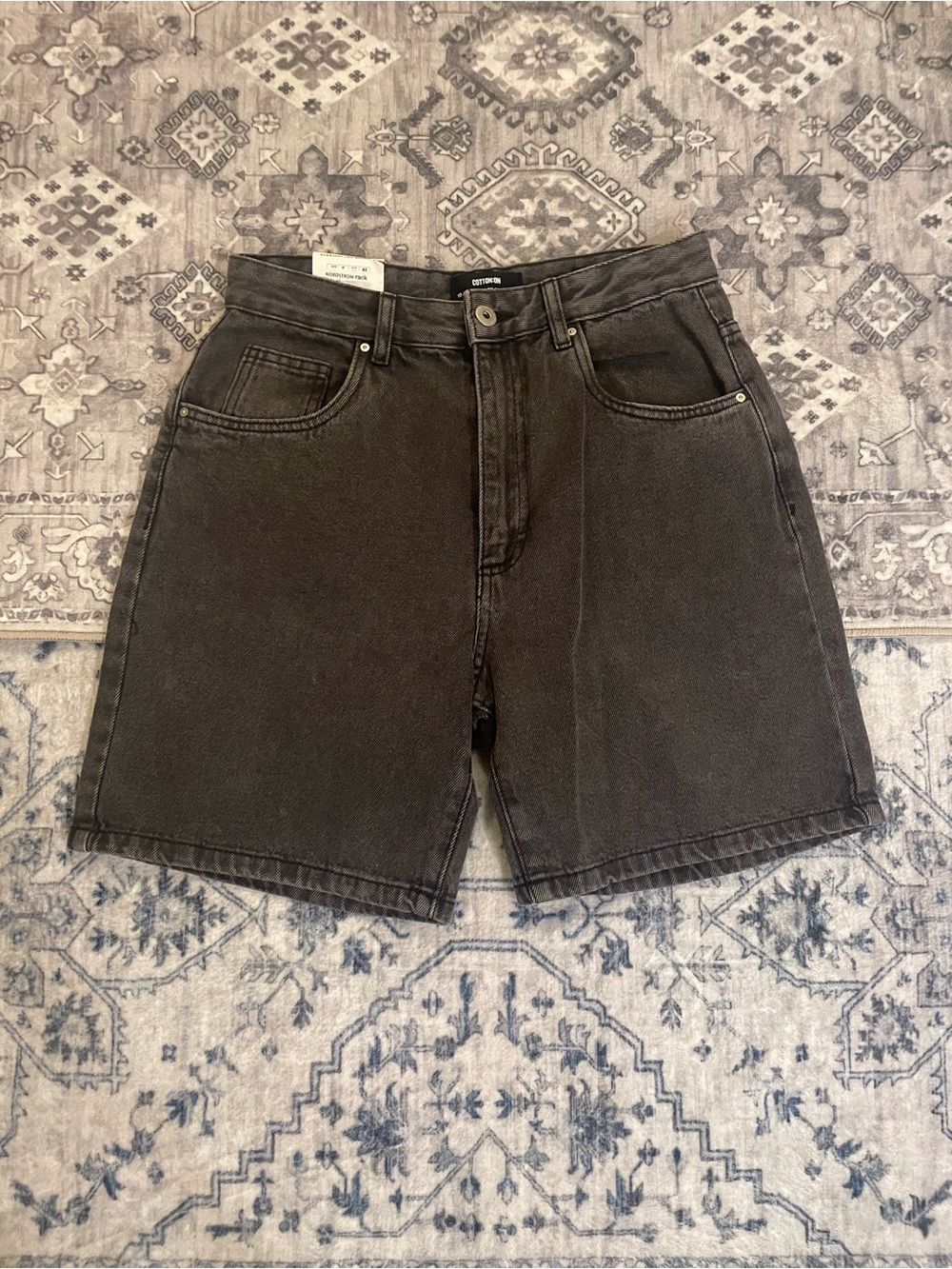 Cotton On Black Denim Straight Leg Bermuda Jean Shorts